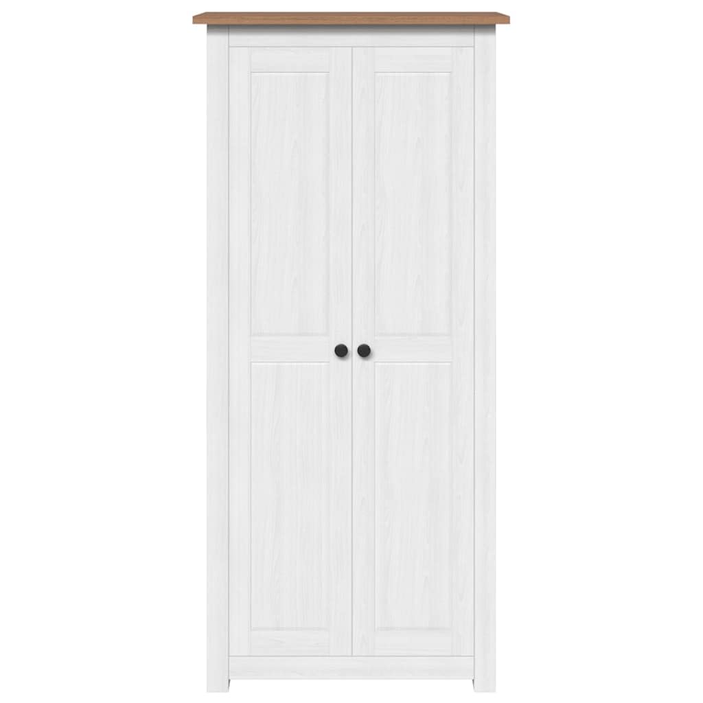 Armoire blanche 80 x 50 x 171,5 cm en bois massif avec 2 compartiments et barre de suspension pour chambre à coucher, chambre d'enfant, couloir, espace de rangement, vestiaire, robuste