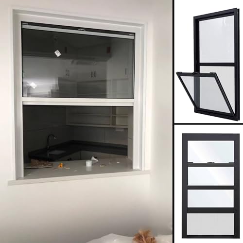 30x45 Basement Windows Sheds Window Small - White, Household Window Replacement, Vertical Sliding Window with Screen and Tempered Glass, Aluminum Ventilation Windows for Chicken Coops, Bathroom