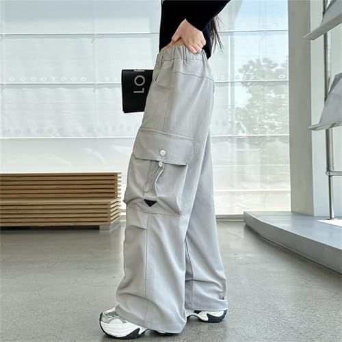 Baggy Cargo Pants for Girls Straight Elastic High Waist Wide Leg Sweatpants with Pockets Teens Fall Trendy Pants3