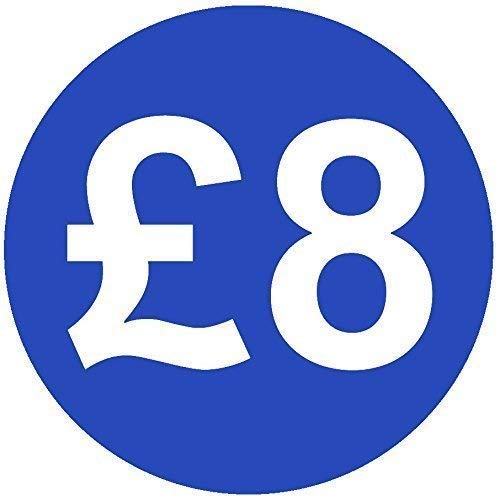 Audioprint Ltd. 40 Pack of £8 Price Stickers 30mm Bright Blue