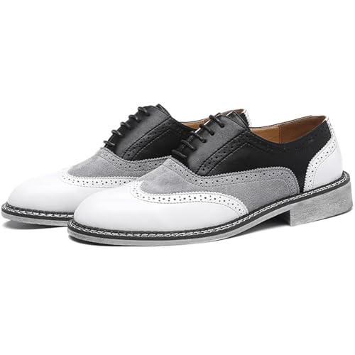 Men's Two-Tone Oxford Shoes Classic Fashion Lace-Up Low Cut Leather Dress Shoes Handcrafted Stitching Business Formal Derby Shoes