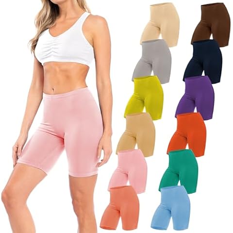 Sexy Basics Womens 12 Pack Cotton Stretch Boyshort Bike Shorts | Yoga, Slip-Short, Boxer-Briefs Cover