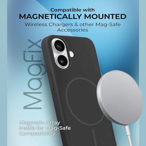 Image of iPhone 16 Silicone Magsafe Case | Shock Proof Design & Camera Protection | Premium Rubberised Apple iPhone 16 Cover (Microfiber Lining) | Magnetic Liquid Silicone - Black