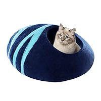 Amazon.co.jp: 猫用ベッドかわいいフェルト布キャットハウス洞窟青い