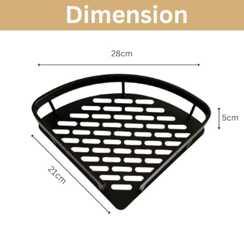 Image of Misamo Enterprise Self Adhesive Aluminum Corner Shelf for Bathroom & Kitchen | Wall Mounted Storage Rack Organizer | No Drilling Bathroom Accessories Holder (Black,Pack of 2)