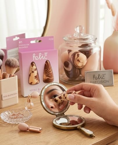Image of Felic21 Mini Blender+ Makeup Sponge Set of 2 | Ultra-Soft Beauty Blender for Foundation, Concealer & Powder | Latex-Free Face Blending Sponge | Wet & Dry Use