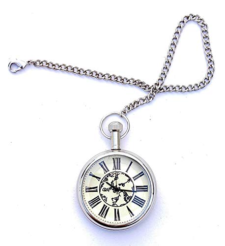 Classic Nickle Globe Dial - Antique Pocket Gandhi Watch Royal Look Indian Handicraft Gift Item-image-23