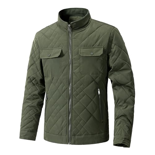 Men's Diamond Quilted Shirt Jacket Lightweight Shacket Jacket Quilted Button Down Jackets
