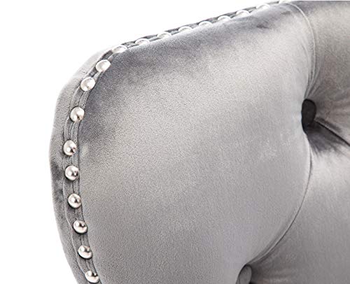 Guyou Upholstered Velvet Dining Chairs Set Of 2, Dining Room Chairs Tufted Cushion Back Elegant Victoria Retro Accent Chairs With Solid Wood Legs For Living Room/Kitchen (Dark Gray, With Ring) #TOP3