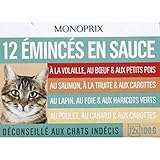 MONOPRIX Emincés en Sauce 4 Recettes pour Chat - Les 12 pochons de 100 g