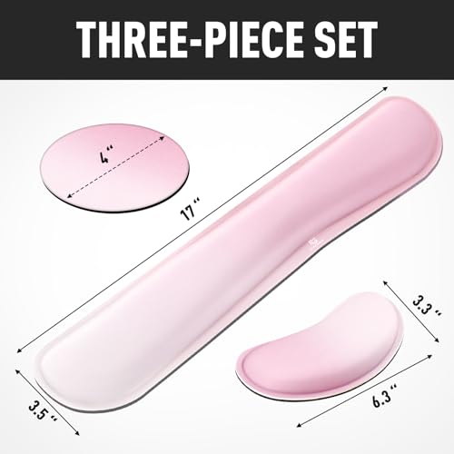 Image of Gimars Upgrade Enlarge Silky Gel Memory Foam Keyboard Wrist Rest, Wrist Rest for Computer Keyboard, Ergonomic Mouse pad Rests for Typing Pain Relief, Wrist Support for Office, Gaming, Pink Gradient