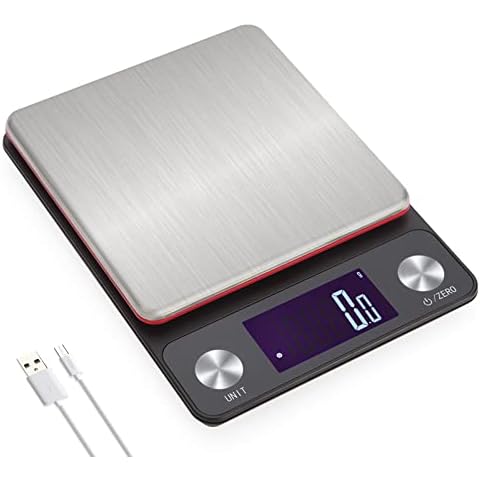 NEXT-SHINE Digital Kitchen Scale 0.1g 5kg 11lb, Rechargeable Food Scale Gram Scale 9 Measurement Units with 0.01oz Precise Graduation, Gram and Ounces for Weight Loss Baking Cooking Meal Cover