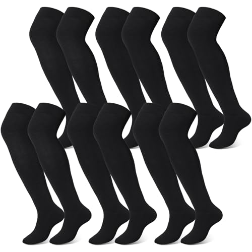 Hicarer 6 Pairs High Baseball Socks over Knee Football Softball Sock Youth Combo Long Sport Men Tube Socks Women