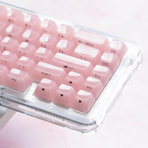 Womier キーキャップ ジェリーピンク - セラミックキーキャップスタイル、クリアキーボードキーキャップ、透明サイドプリントカスタム 60/65/75/100％ Cherry MX、Outemu、Gateron メカニカルキーボード用（MDAプロファイル）