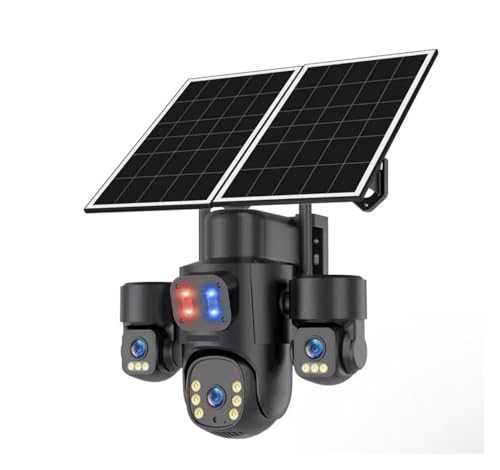 KVBRUI Cámara Solar 4G con grabación AOV 24/7 de 15MP, cámara de Seguridad con Zoom óptico 12X for Exteriores, CCTV de Seguimiento automático de Tres Pantallas(4G CAM No SD Card)