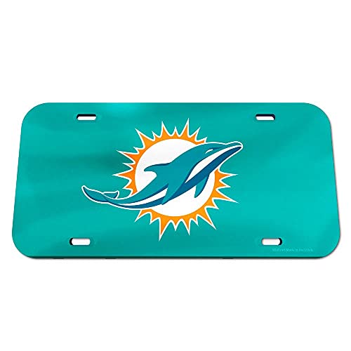 Wincraft NFL Miami Dolphins Crystal Mirror Logo License Plate, Team Color, One Size