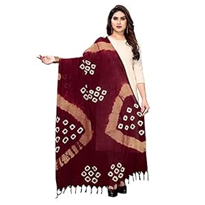 SIRIL Women’s Cotton Bandhani Printed Dupatta(104FD209_Maroon)