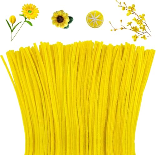 Image of Pipe Cleaners Craft, Pipe Cleaners Chenille Stem Fuzzy Sticks Craft Supplies for flowers making, Home DIY (Yellow, 100pc)