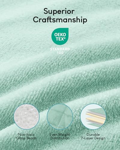 Image of Cottonblue Weighted Blanket for Adults 15 lbs Queen Size 60x80 inches, Cozy Flannel Sherpa Weighted Throw Blankets Comfortable for Calming and Relax, Shaggy Fleece Bed Sofa Heavy Blankets, Dusty Green