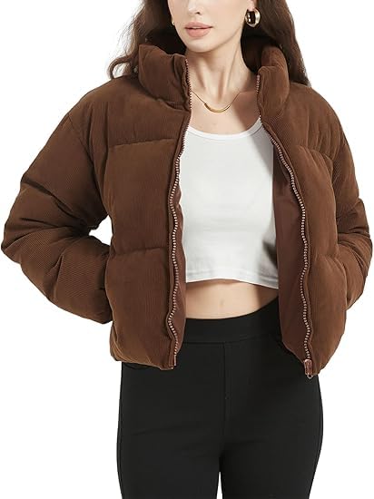 dpl groups Kotrise Corduroy Puffer Jacket, Quilted Winter Coat With pocket, High Neck, Zip Front Closure-picture-24
