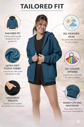 Image of FUNKY MONKEY - Women's Cute Hoodies Teen Girl Winter Jacket Sweatshirts Casual Drawstring Clothes Zip Up Hoodie with Pocket
