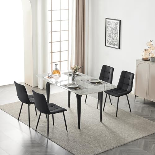 Chaises Salle à Manger Velours Noir Lot de 4 EUGAD