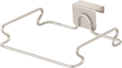 Miniatura 7 de mDesign - Alambre de metal pequeño para contenedor de basura, sobre el gabinete, soporte de bolsa de basura para reciclado, bolsas de compras de