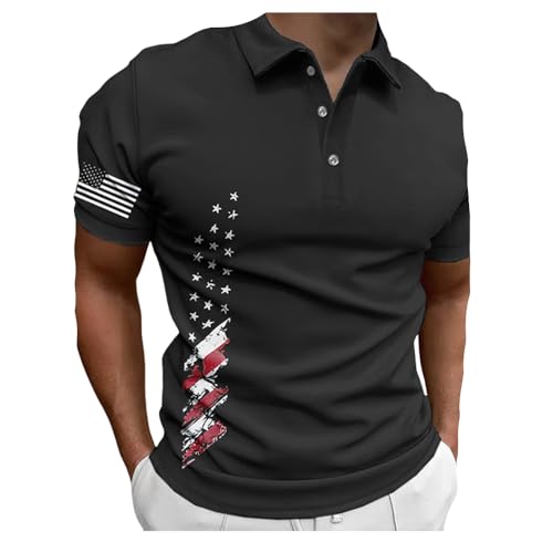 Men's American Flag Print Polo Shirt 4Th of July Shirts