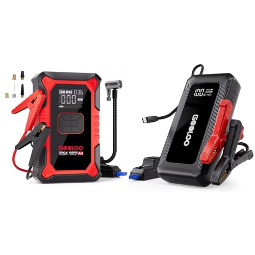 GOOLOO A3 Jump Starter with Air Compressor & GOOLOO G7 3000A Jump Starter with Built-in Cable - Detailed View