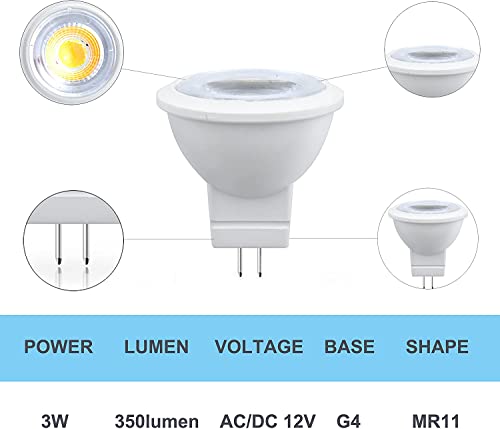 Mr11 Gu4.0 Led Bulbs, Lustaled 3W Ac/Dc 12V Gu4.0/G4/Gz4 Bi-Pin Base Spotlight Warm White 3000K 35W Halogen Equivalent 12 Volt Mr11 Landscape Bulb For Outdoor Indoor Accent Recessed Lighting (6-Pack)… #TOP4