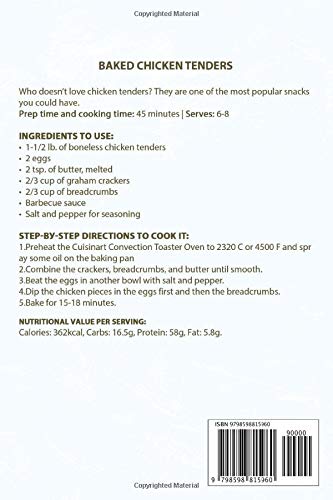 image for Cuisinart Convection Toaster Oven Cookbook: Easy, Tasty, Crispy, Quick