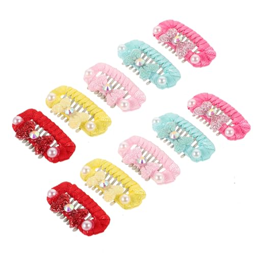 FRCOLOR Pinzas Cabello de Mascotas 10 Unidades 2,8 Cm, Accesorios para Perros y Gatos Pequeños, Colores Variados (Amarillo, Rosa, Fucsia, Verde Azulado, Rojo), Ligeras y Cómodas para Uso