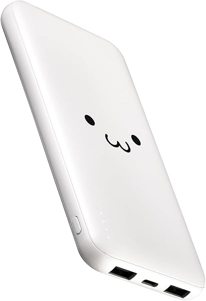 Elecom EC-C37WF Mobile Battery, 10,000 mAh, 15 W, 3 Ports, Type-C x 1, USB-A x 2, Micro B (Input Only), Carry-on Compatible, PSE Technical Standards Compliant, Shiro-chan (White x Black) - 1