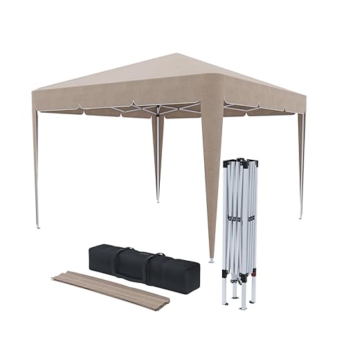Cenador plegable de 3 x 3 m, impermeable, con 4 bolsas para pesas y bolsa de transporte. Cierre de acordeón para ferias, camping, exterior, piscina. Estructura de acero. Cobertura de 160 g/m² (color