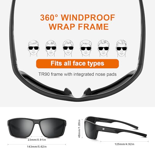 suoso Polarized Sports Sunglasses for Men: Women Lightweight Wrap Around Sun Glasses UV400 Protection for Fishing Running — view 4
