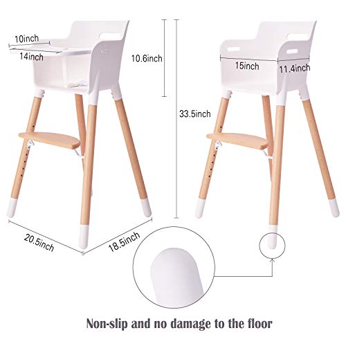 Baby High Chair, Wooden High Chair With Removable Tray And Adjustable Legs For Baby/Infants/Toddlers #TOP6