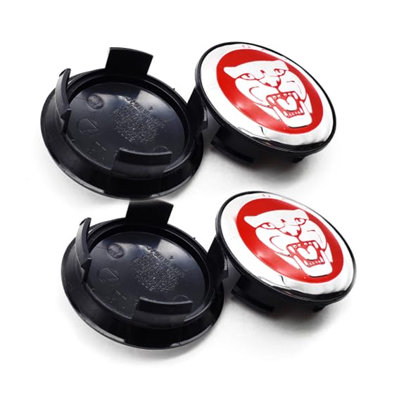 Wheel Hub Center Cap Center Logo Emblem Hub Cover 59mm ABS Material Compatible with XE XF XJ F-Type F-PACE Accessories (JG Red2)