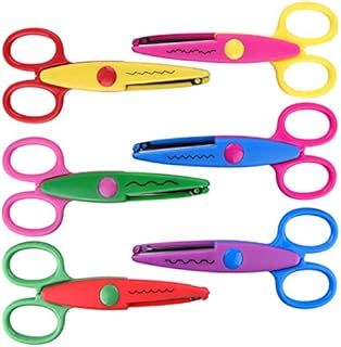 Kids Craft Scissors Set 6 PCS Colorful Preschool Training Paper Edger Scissors Serrated Scissors for Teachers, Students, DIY Photos, Crafts, Art Projects, Scrapbooking