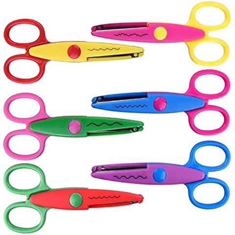 Kids Craft Scissors Set 6 PCS Colorful Preschool Training Paper Edger Scissors Serrated Scissors for Teachers, Students, DIY Photos, Crafts, Art Projects, Scrapbooking Cover