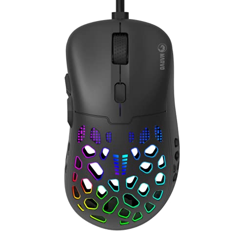 Gaming Mouse Wired,Marvo Gaming Mouse, Honeycomb Gaming Mouse, 65g, 10000 DPI Optical Sensor, RGB Spectrum Backlit ,Ultralight Ultraweave Cable,6 Programmable Buttons, Ergonomic Gaming Mouse for PC
