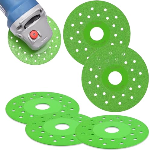 5-Piece Diamond Grinding Disc Set for Granite Marble Glass and Ceramics - Ultra Thin Cutting Wheels with Reducers for Angle Grinders