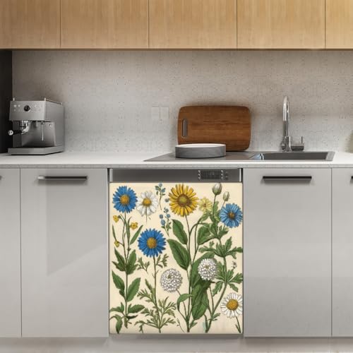 Cubierta magnética para lavavajillas Mexpekil que elimina manchas visuales con flores 53cm 3