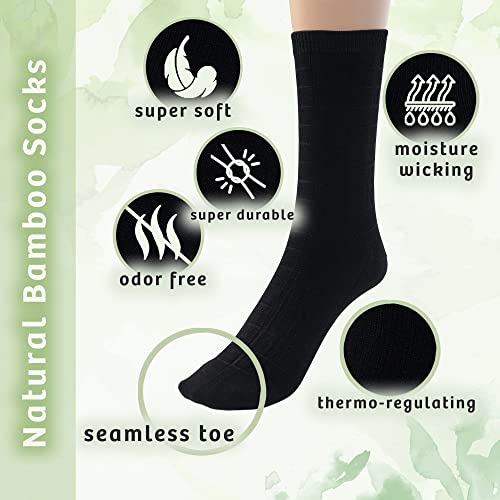 Silky Toes 6 Pk Mens Textured Crew Socks, Designed Bamboo Dress and