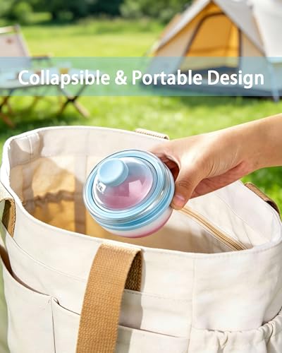 JODUY 2-in-1 Collapsible Silicone Tumbler & Ice Ball Maker with Straw - image 4
