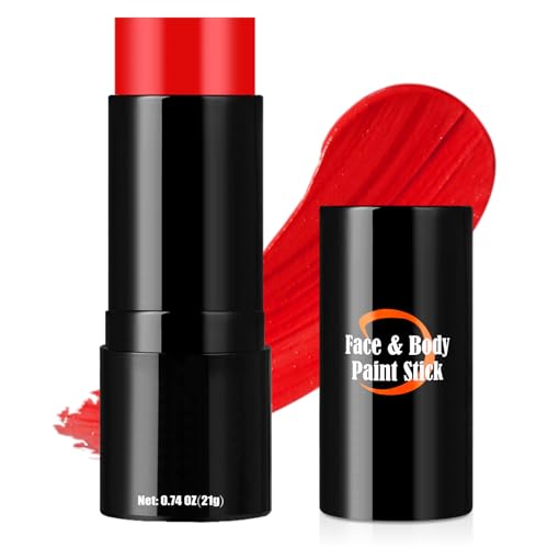 Drawdart Red Face Paint Stick Portable Eye Black Stick for Sports Full-coverage Cream Face Paint for Halloween SFX Makeup Cosplay Joker Costume Parties