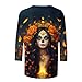 Día De Los Muertos Shirts Women 2025 Mexican Day of Dead Skull Skeleton Print T-Shirts Fall 3/4 Sleeve Tunic Tops Crewneck Pullover Blouse