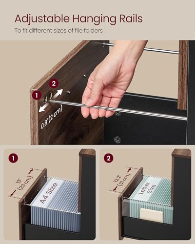 Image of VASAGLE CUSTOS Collection - 2-Drawer File Cabinet for Home Office, Small Rolling File Cabinet, Printer Stand, for A4, Letter-Size Files, Hanging File Folders, Natural Walnut and Ink Black UOFC040KE01