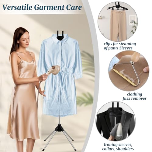 Garment Steamer Stand for Clothes – Adjustable Steaming Rack with Hanger – Foldable & Portable for Travel & Home - Thumbnail 4