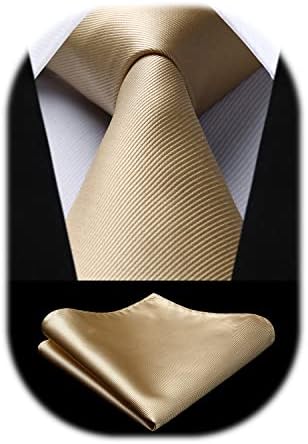 Enlision Corbata de color liso y corbata cuadrada de bolsillo par...