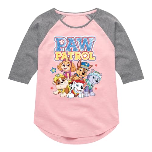 HYBRID APPAREL - Paw Patrol - Sketch Character Group - Toddler & Youth Girls Raglan Graphic T-Shirt